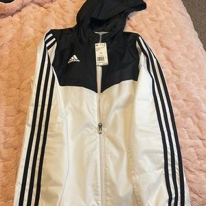 White & black adidas windbreaker